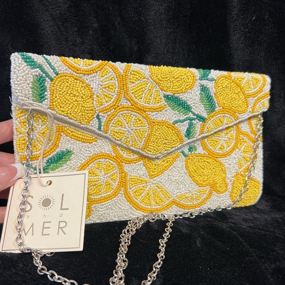 🍋SOL AND MER VIRAL LEMON BEADED CLUTCH🍋NWT - Picture 7 of 14